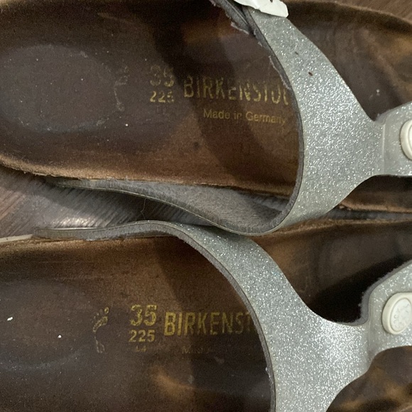 Birkenstock Gizeh Girl Kid Silver Glitter Thong Sandals Size 35 - Picture 12 of 12